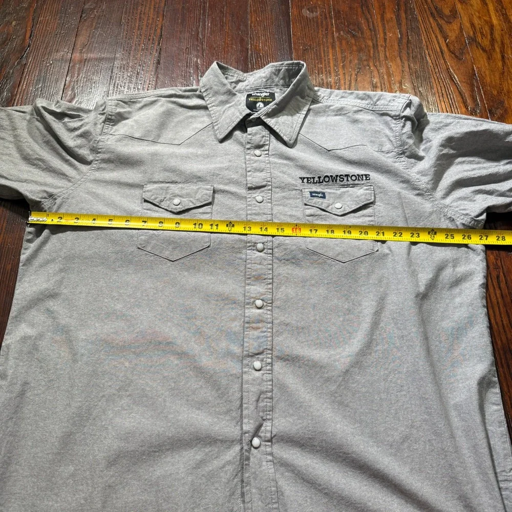 Wrangler Yellowstone Pearl Snap Shirt Mens 2XL Grey Western Embroidered Logo L/S